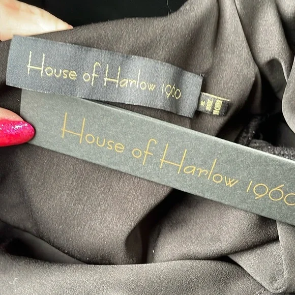 House of Harlow 1960 x REVOLVE Black Metallic Dot Carlo Mini Dress XL - Picture 6 of 10